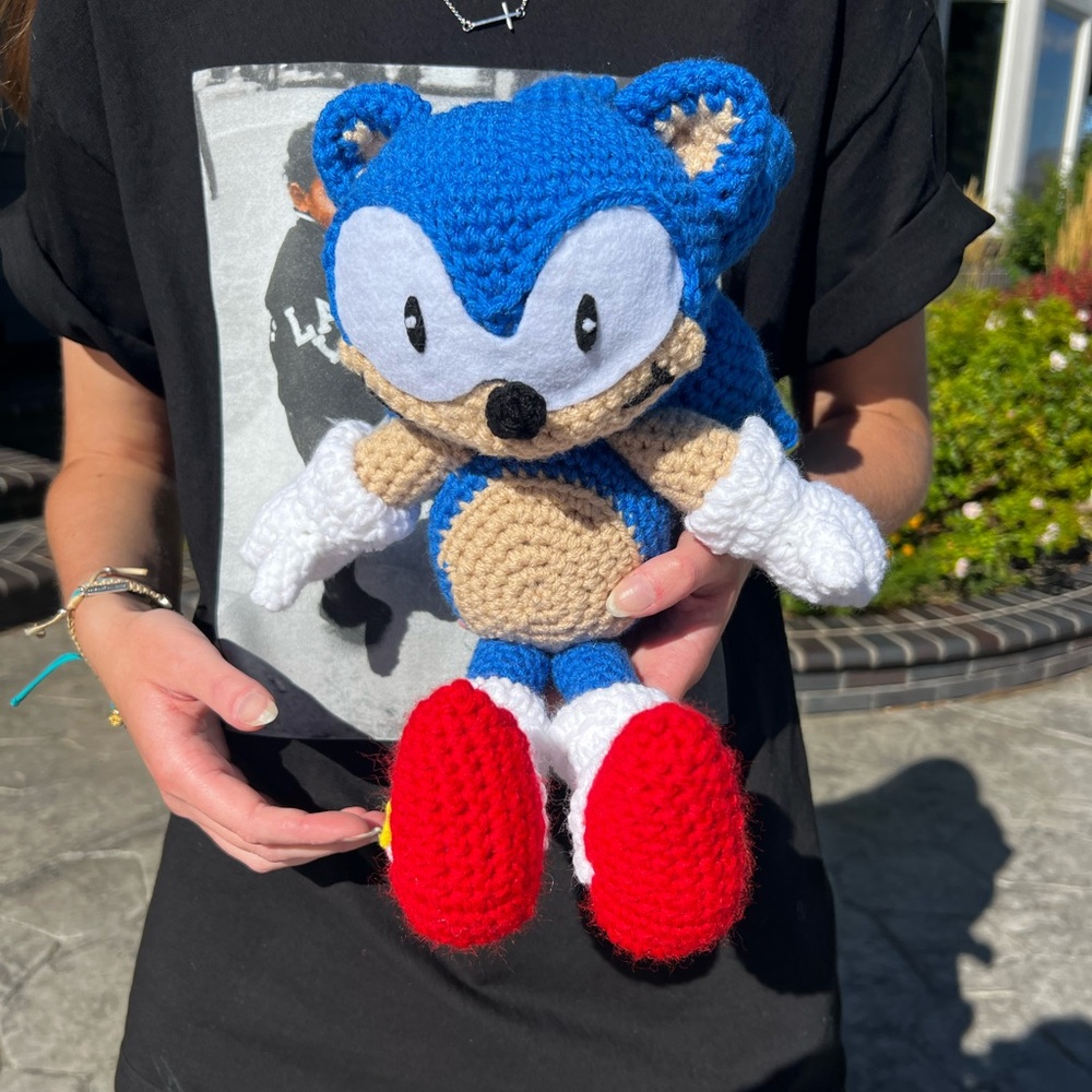 Hand Crocheted Sonic the Hedgehog Stuffed Animal Plushie!